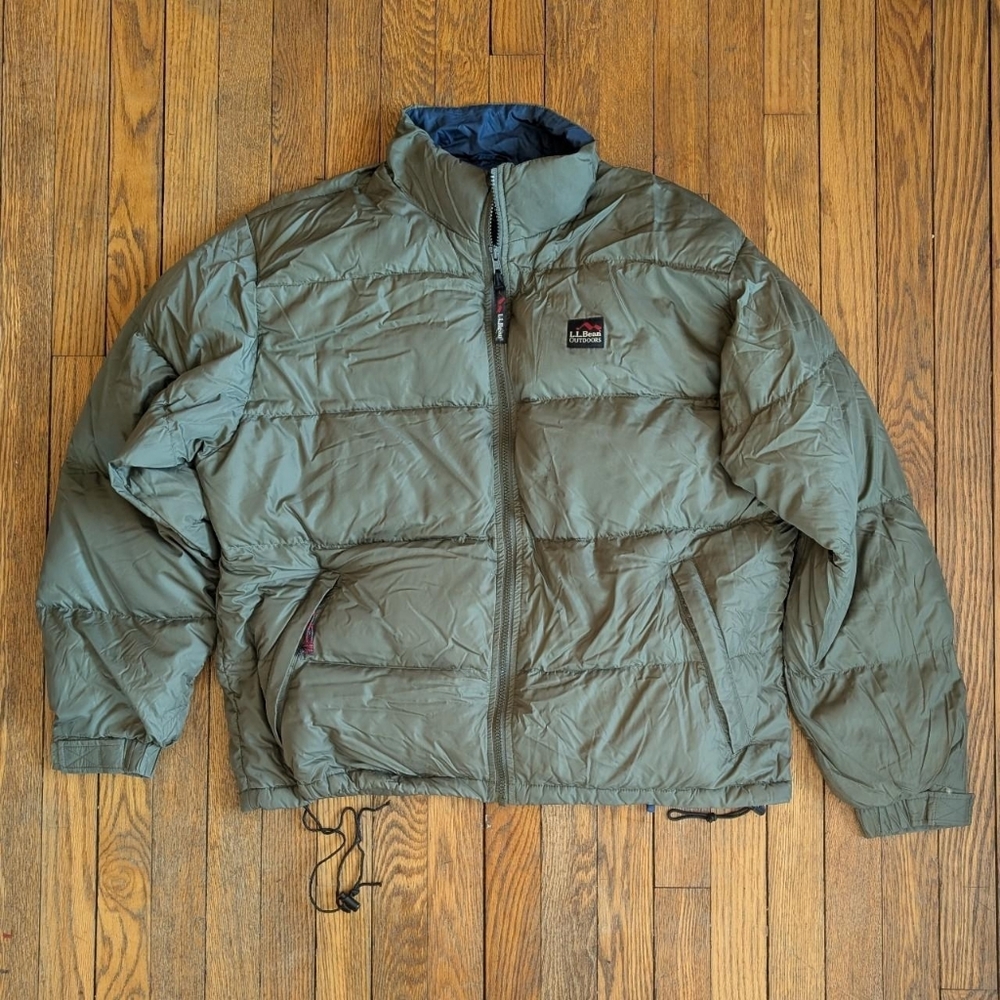 Vintage L.L.Bean Outdoors Green Goose Down Puffer Jacket Winter Coat